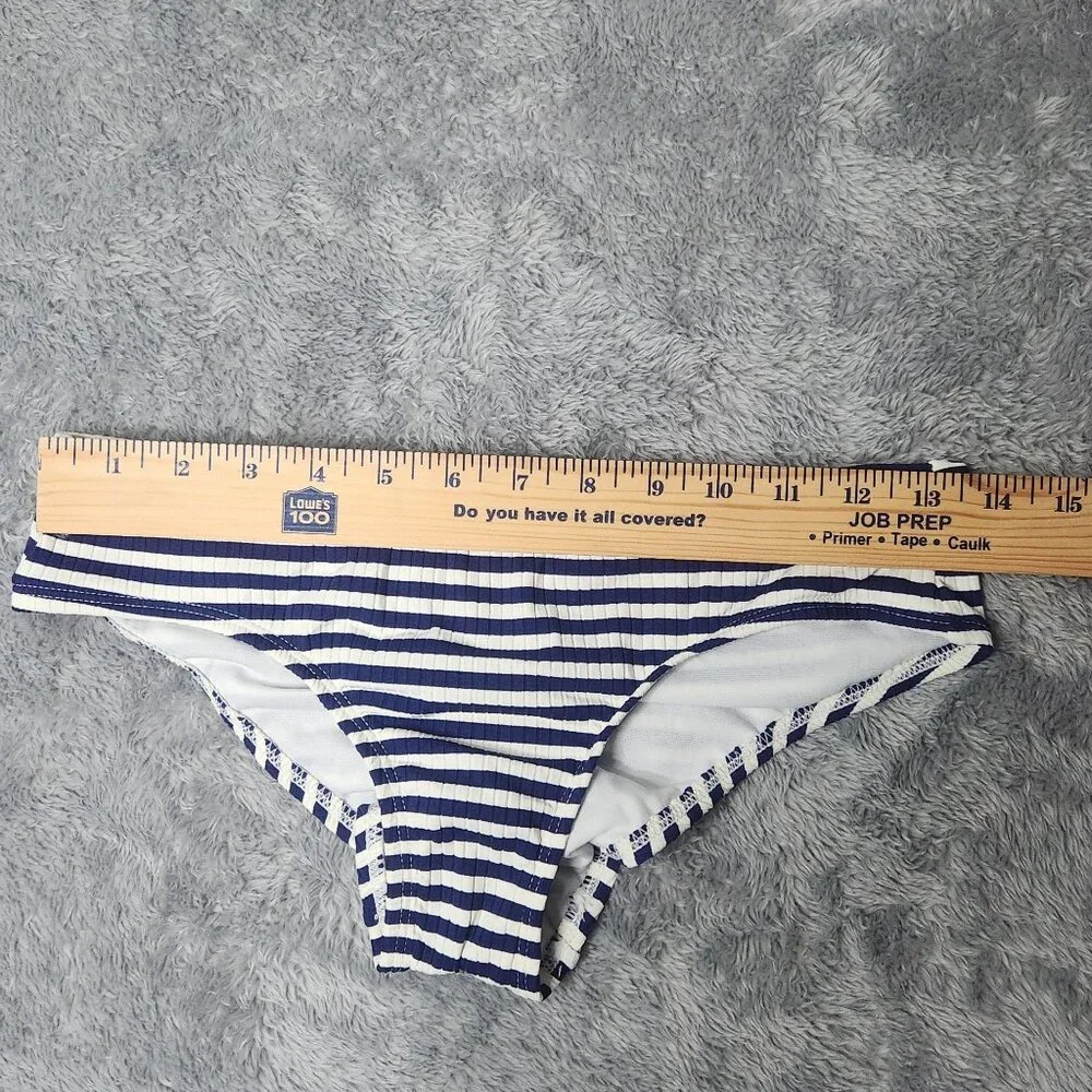 Xhilaration Bikini Bottoms‎ Juniors M 4-6 Navy Stripe Ribbed Cheeky Hipster